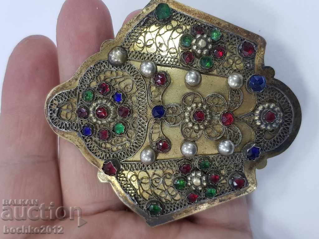 Rare Bulgarian Balkan silver gilt buckle - 6 Rare Bulgarian Balkan silver gilt buckle - 6