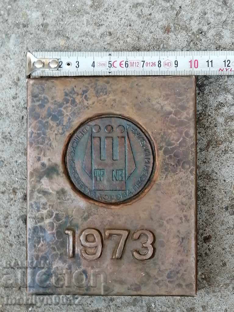 Auction  Copper panel bas-relief copper plaque