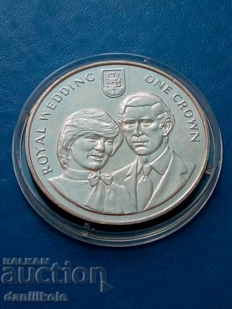 *$*Y*$* GIBRALTAR 1 COROANĂ 1981 NUNTĂ REGALĂ *$*Y*$*