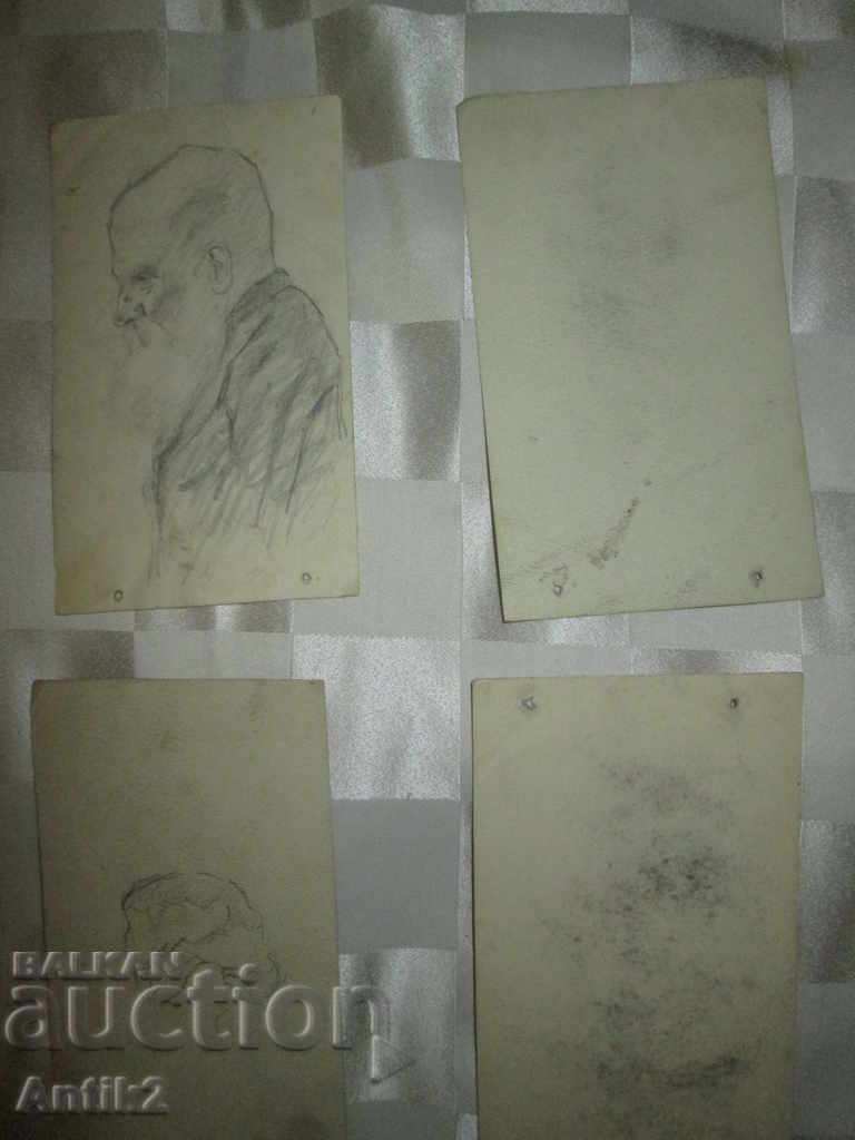 1904 original pencil sketches -4 pieces - 6 1904 original pencil sketches -4 pieces - 6