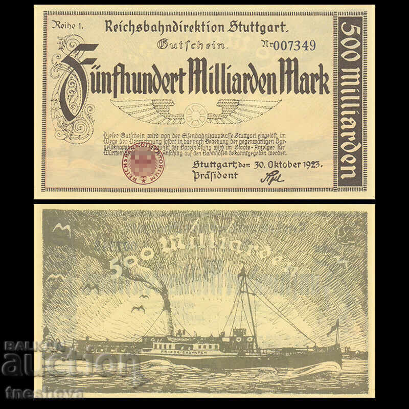 Germany Stuttgart 500 Milliarden Mark, 1923, UNC