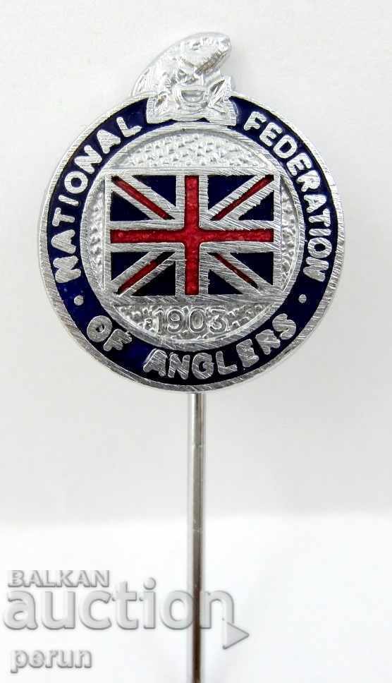 HUNTING FISHING - FISHING UNION OF ENGLAND - OLD BADGE - EMAIL
