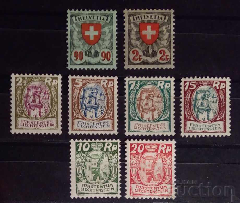 Ελβετία/Λιχτενστάιν 1924/25 Εθνόσημα/Κτήρια MH