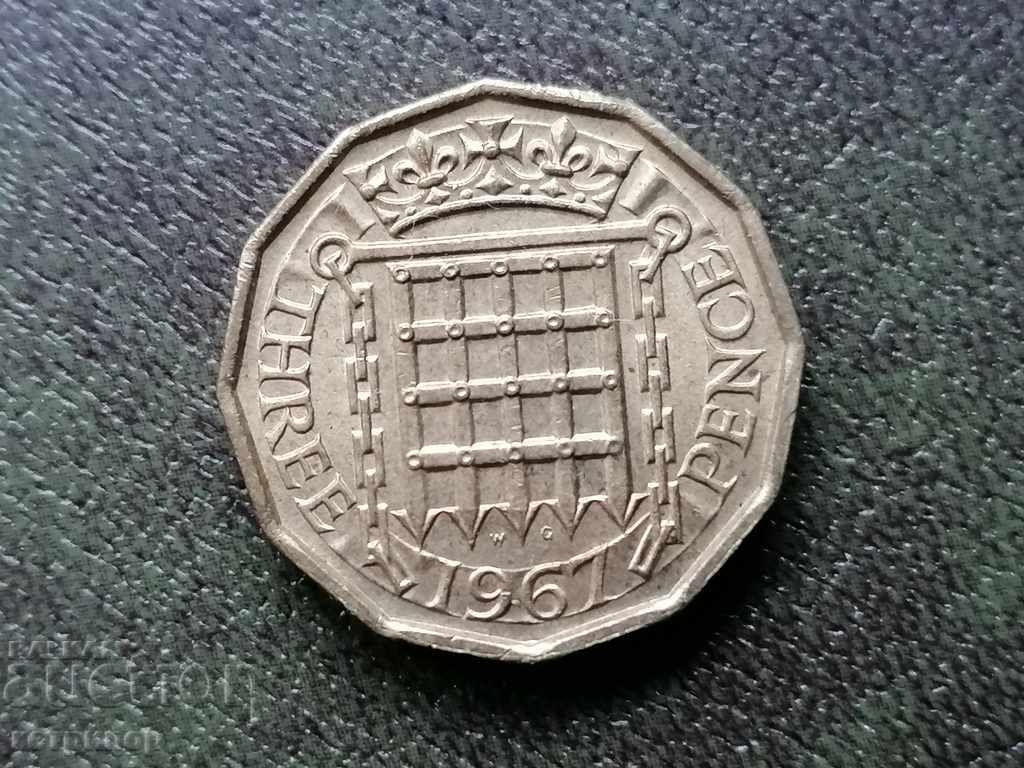 3 пенса 1967г Великобритания