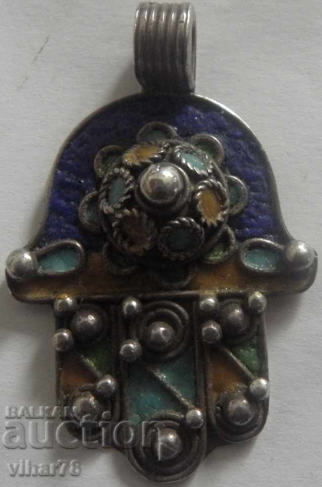 Medalion vechi, foarte frumos, din argint - 5