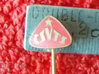 Παλιό σήμα CZVTZ από μασίφ μεταλλικό μπρούτζινο καρφίτσα