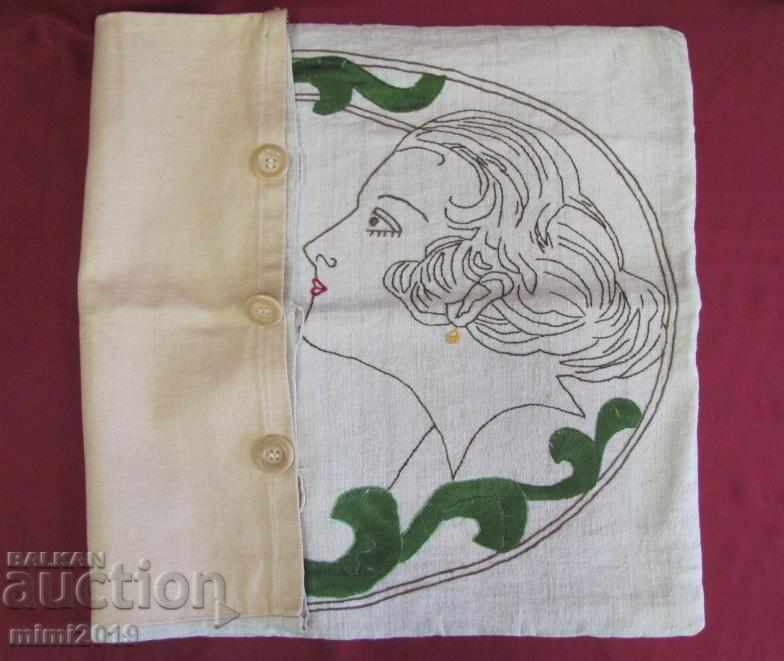 Delivery of Old Art Deco Pillow Case Delivery of Old Art Deco Pillow Case
