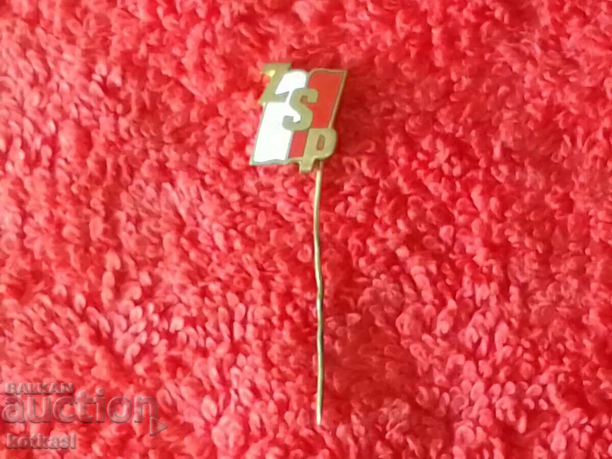 Auction Old metal bronze pin badge Poland ZSP Auction Old metal bronze pin badge Poland ZSP