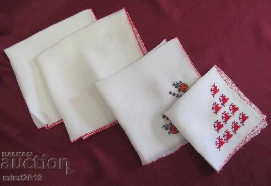 Hand embroidered Silk Ladies Towels folk motifs 4 pieces - 6 Hand embroidered Silk Ladies Towels folk motifs 4 pieces - 6