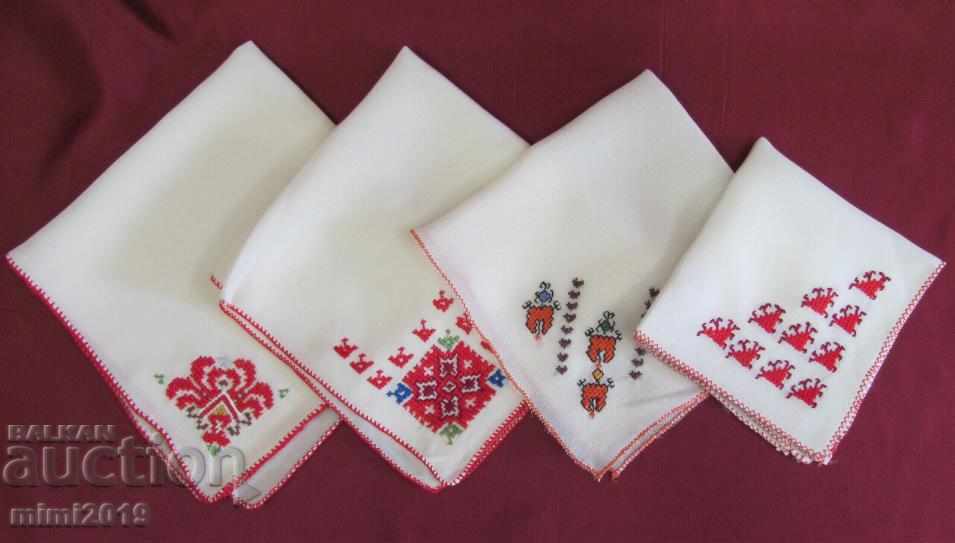 Prosoape de mătase pentru femei brodate manual motive folclorice 4 piese