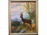 Forest landscape with roe deer, picture for hunters