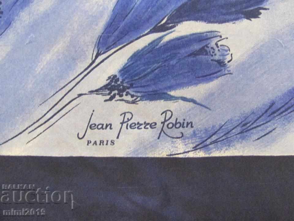 Eșarfă de mătase de designer vintage pentru femei Jean Pierre Robin Paris