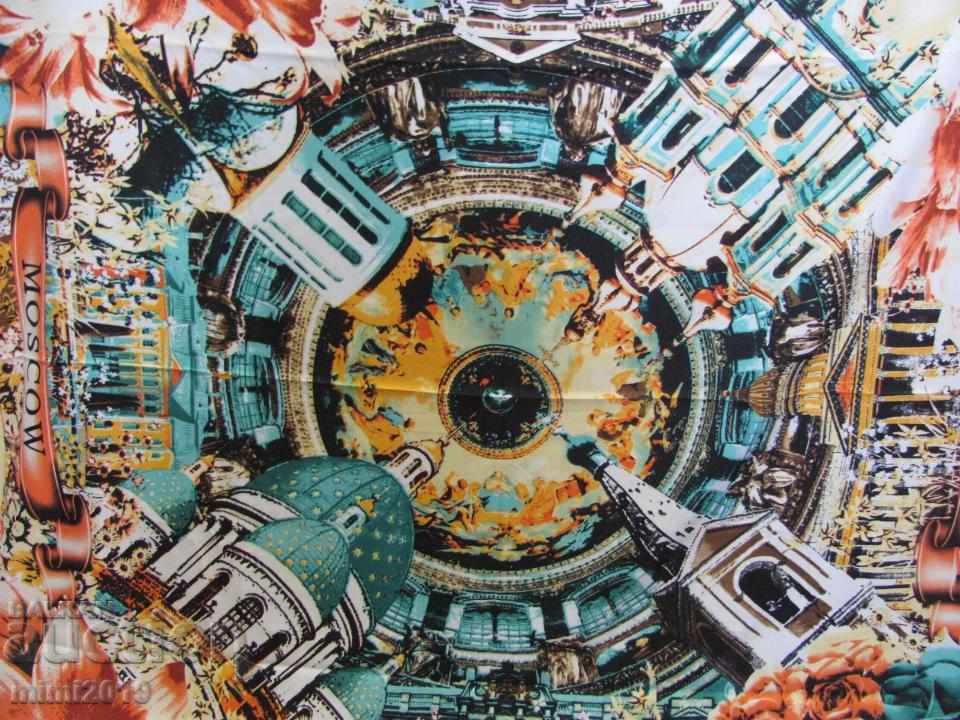 Old Silk Ladies Scarf with Moscow Label - 5 Old Silk Ladies Scarf with Moscow Label - 5