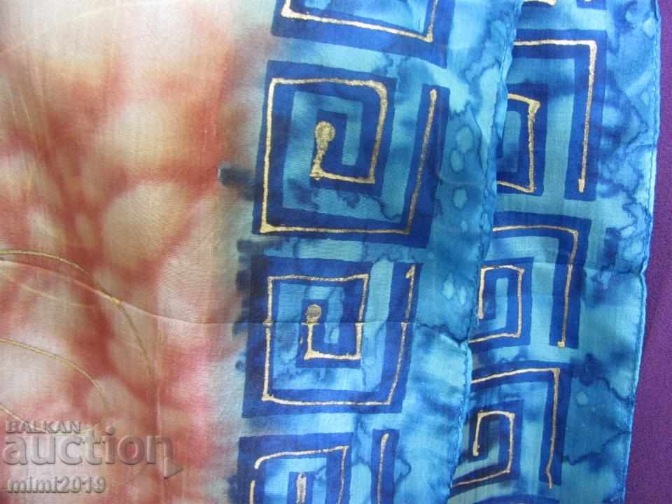 Old 2 Pieces Hand Drawn Silk Ladies Scarves - 5 Old 2 Pieces Hand Drawn Silk Ladies Scarves - 5
