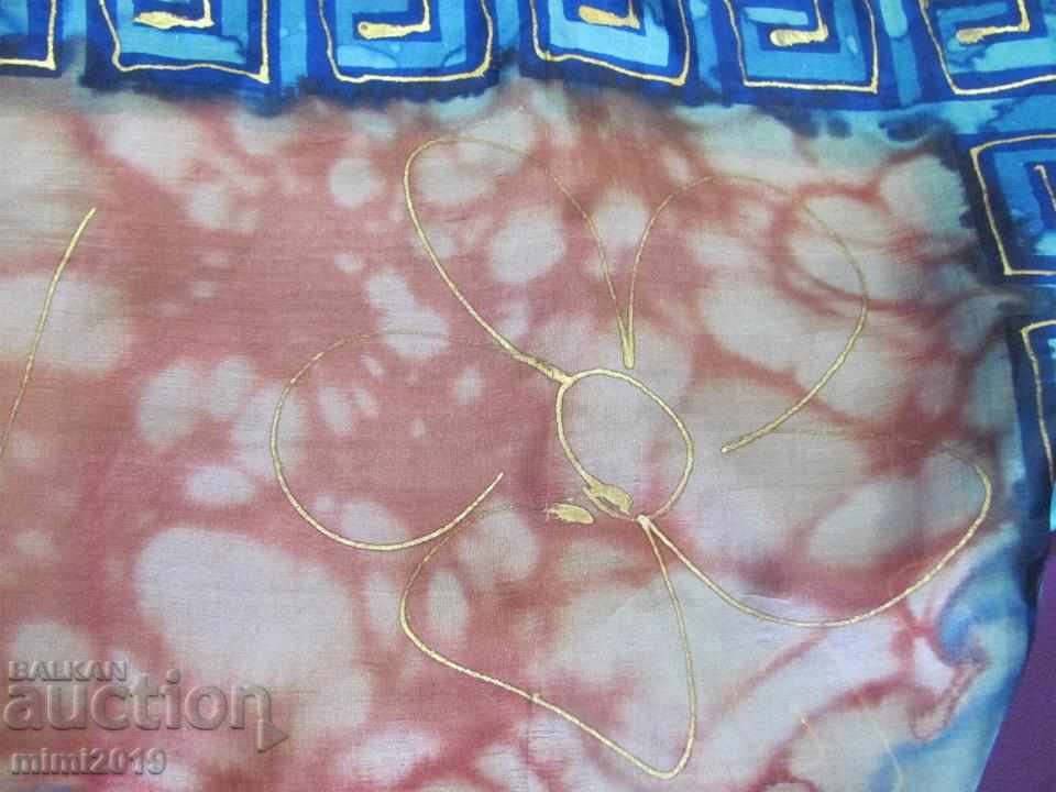 Old 2 Pieces Hand Drawn Silk Ladies Scarves - 6 Old 2 Pieces Hand Drawn Silk Ladies Scarves - 6