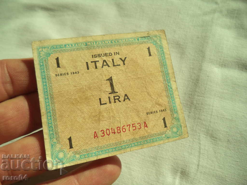 ITALY - 1 Lira - 1943 - 6 ITALY - 1 Lira - 1943 - 6