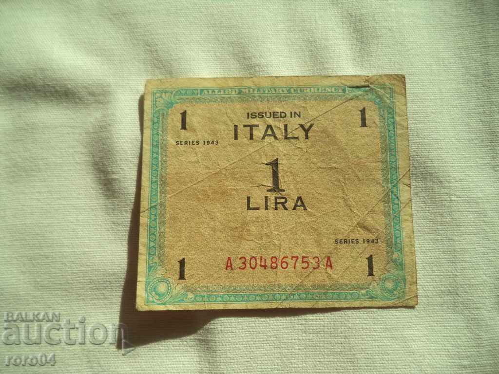 ITALY - 1 Lira - 1943 - 7 ITALY - 1 Lira - 1943 - 7