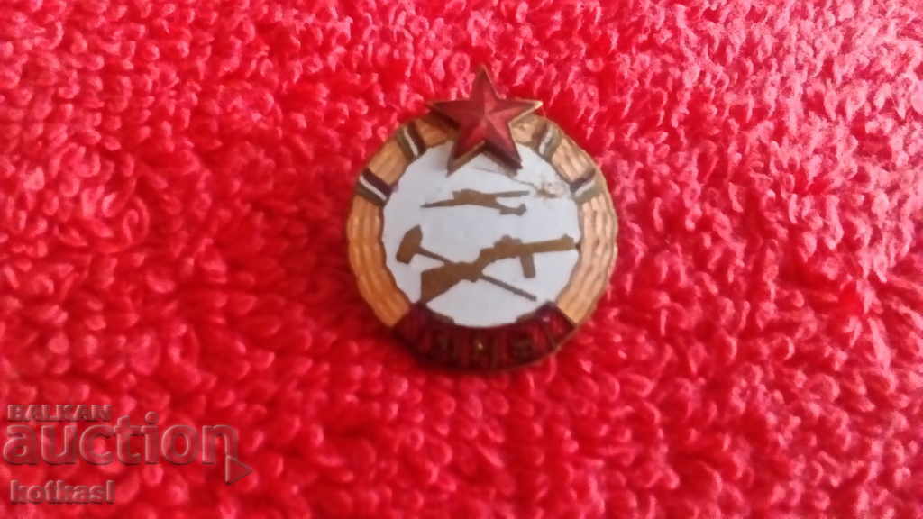 Old solid metal bronze badge enamel MHS Hungary