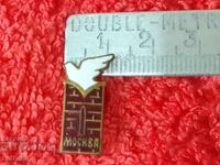 Old solid metal bronze badge enamel Pigeon Moscow