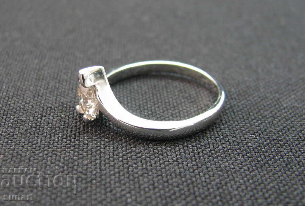 GOLD RING 18K WITH DIAMOND 0.50 ST SI2 E COLOR DROP - 5
