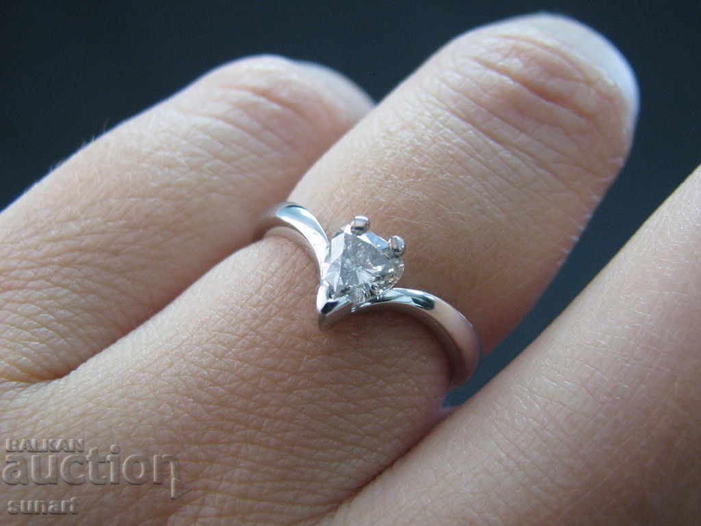 GOLD RING 18K WITH DIAMOND 0.50 ST SI2 E COLOR DROP - 6