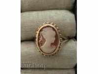 OLD GOLD RING Cameo 9 CAR VICTORIAN CAMEO