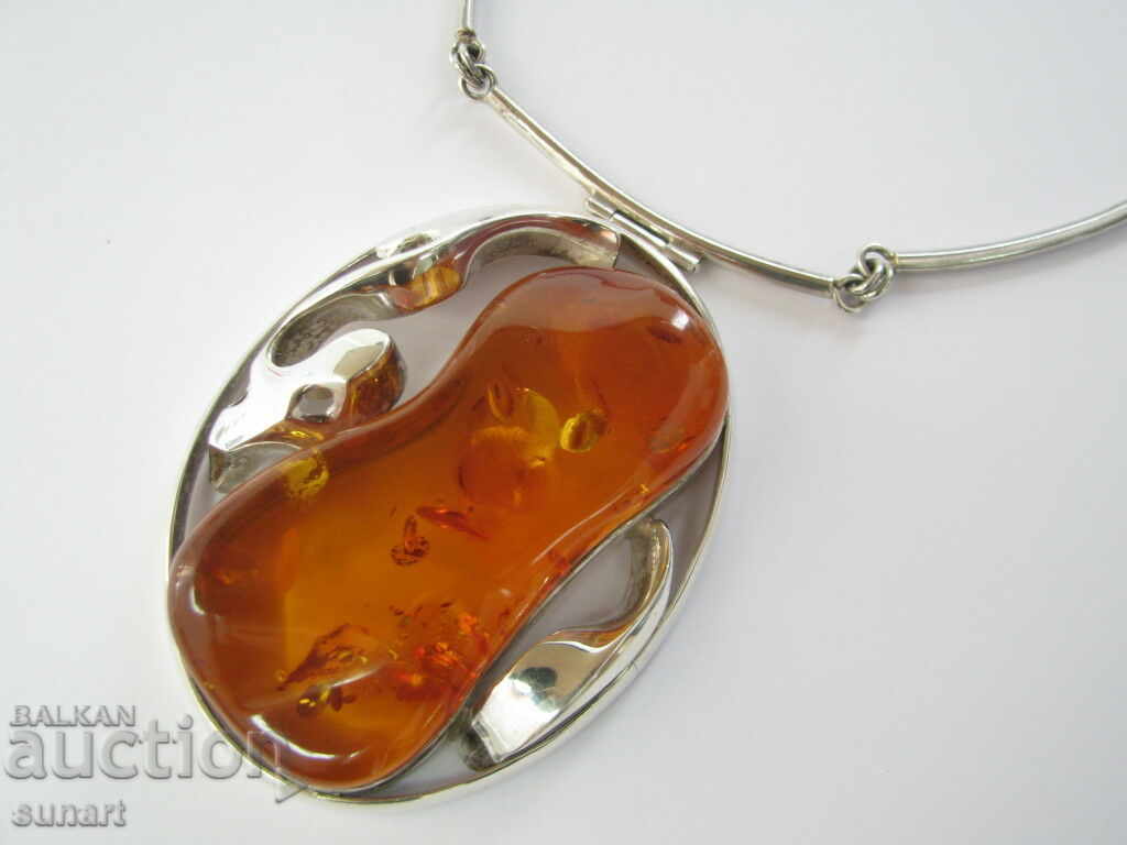 Licitație INELE ȘI COLIER ARGINT 925 ȘI CHIHIMBAR SET LUCRARE MANUALĂ