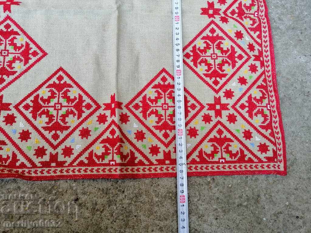 Auction Old embroidered cardboard, tablecloth, millet, Bulgarian embroidery Auction Old embroidered cardboard, tablecloth, millet, Bulgarian embroidery