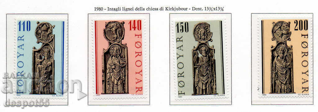 1980. Insulele Feroe. Sculptură în Biserica din Kirkugur.