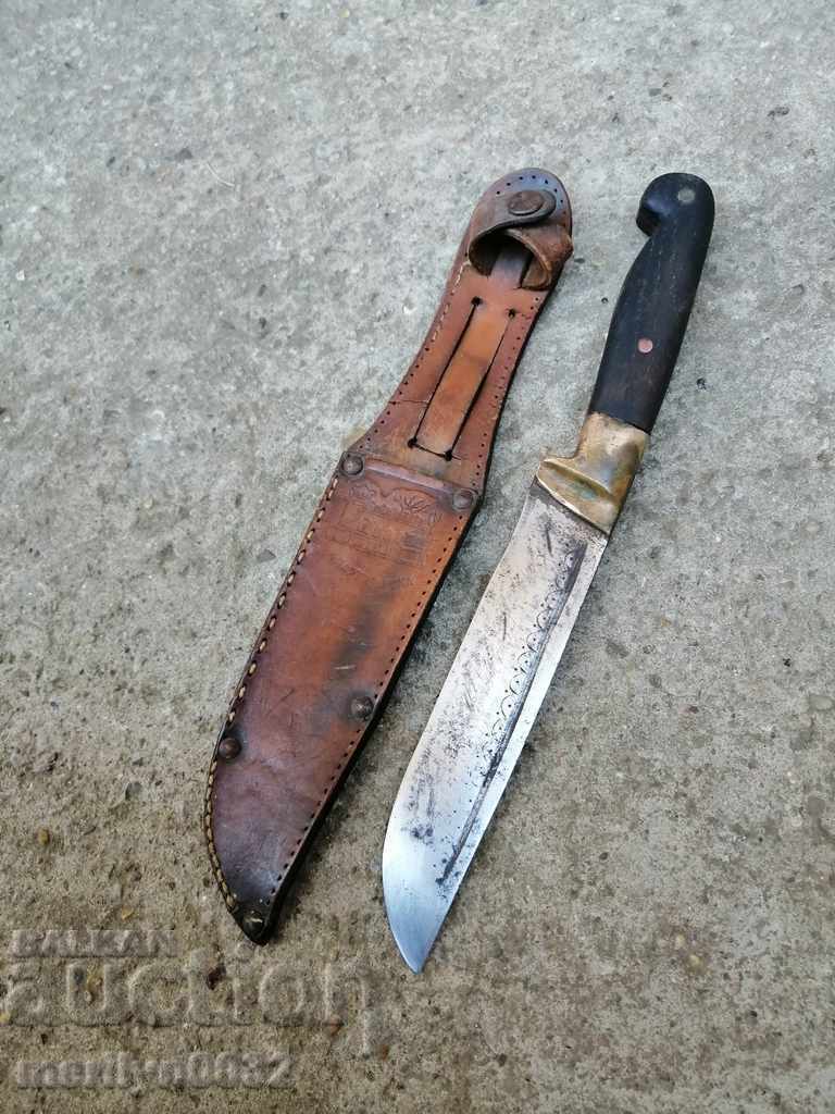 Old forged knife with engravings and Kaniya blade