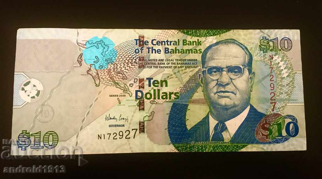 Bahamas - 10 USD 2009, P-73a, FINE cu preț 34.98 BGN | € 17.88
