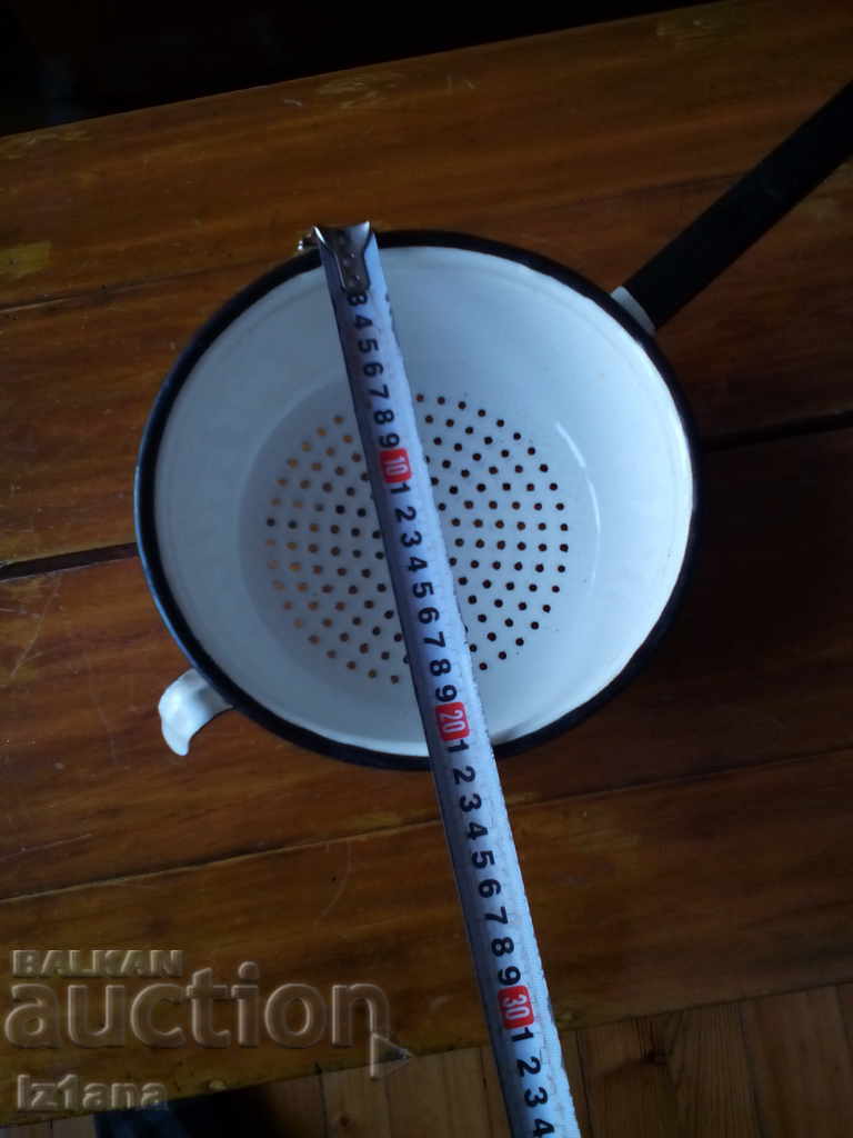 Old enameled strainer, colander - 5