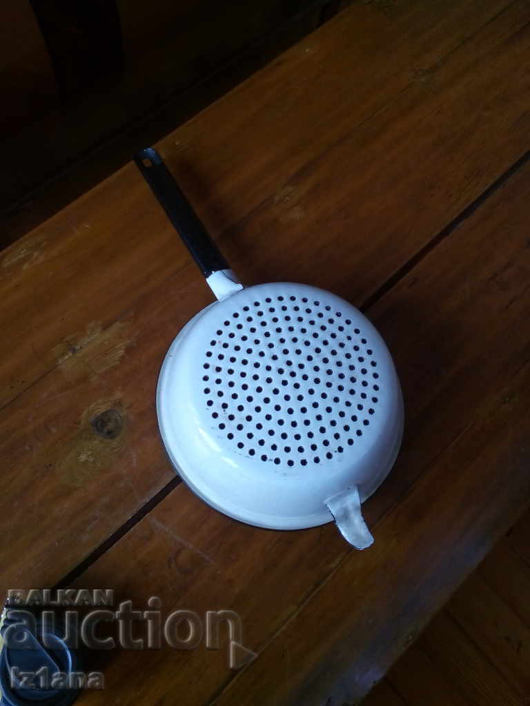Old enameled strainer, colander - 6