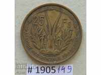 25 франка 1956 Френска Западна Африка