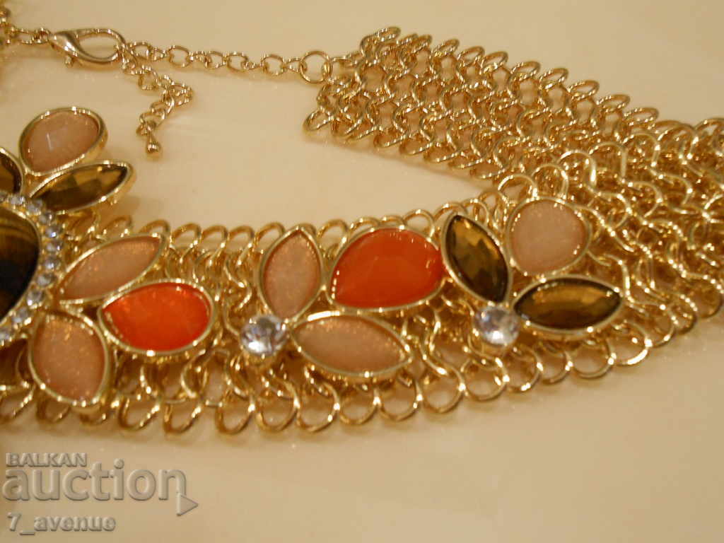 Auction Massive large necklace, beautiful, with Tiger's Eye Auction Massive large necklace, beautiful, with Tiger's Eye