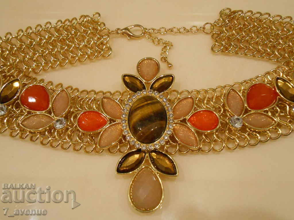Massive large necklace, beautiful, with Tiger's Eye Massive large necklace, beautiful, with Tiger's Eye