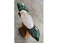Statuette Figure Parrot from Pink Quartz and Jaspis
