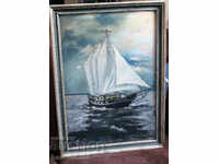 Pictură veche, Picturi în ulei, „Peisaj” Marea, nave-1992