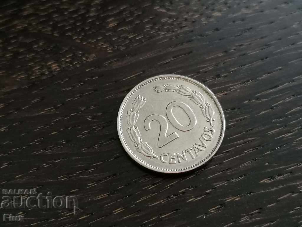 Moneda - Ecuador - 20 de centi 1966.