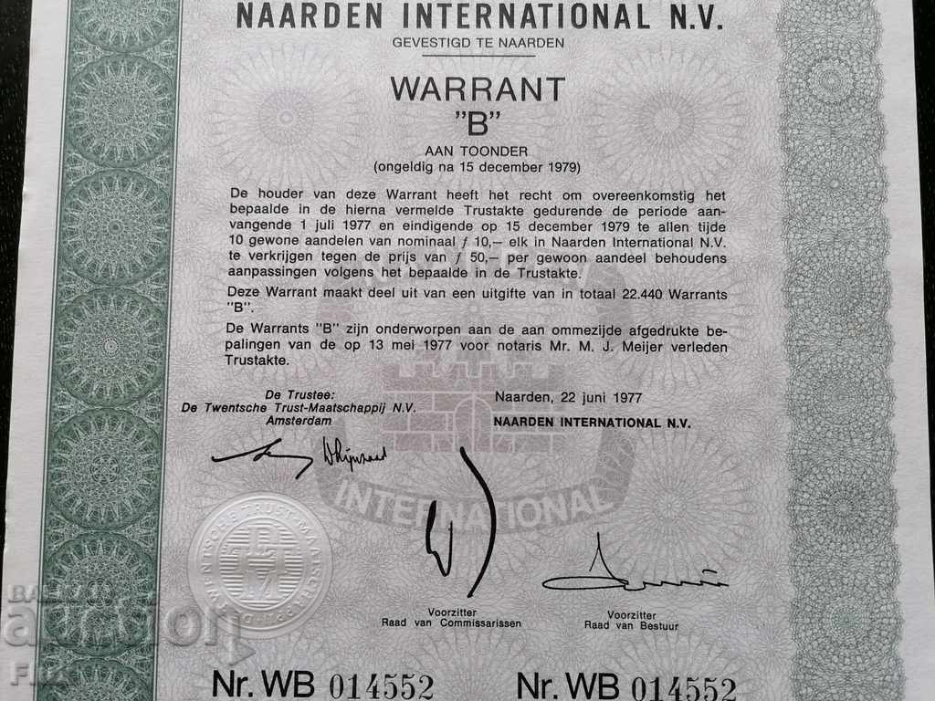 Licitație Garantie | Olanda Naarden International N.V. | 1977.