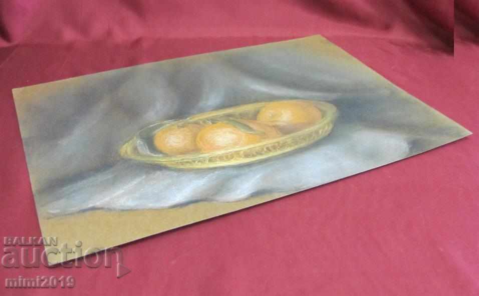 Delivery of Old Still Life Pastel Painting On Cardboard Delivery of Old Still Life Pastel Painting On Cardboard