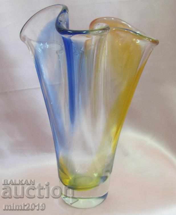 Vază de cristal din sticlă veche făcută manual