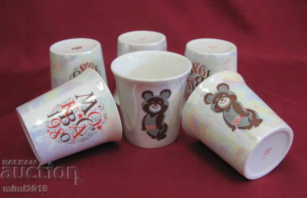 Auction 1980 Olympiad Moscow-Souvenir 6 pcs. Porcelain Cups Auction 1980 Olympiad Moscow-Souvenir 6 pcs. Porcelain Cups