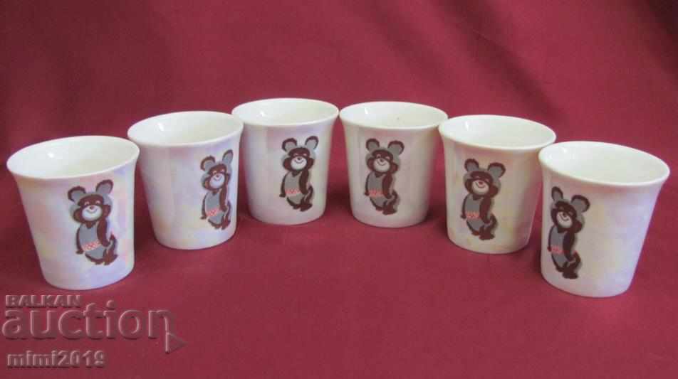 1980 Olympiad Moscow-Souvenir 6 pcs. Porcelain Cups - 5 1980 Olympiad Moscow-Souvenir 6 pcs. Porcelain Cups - 5