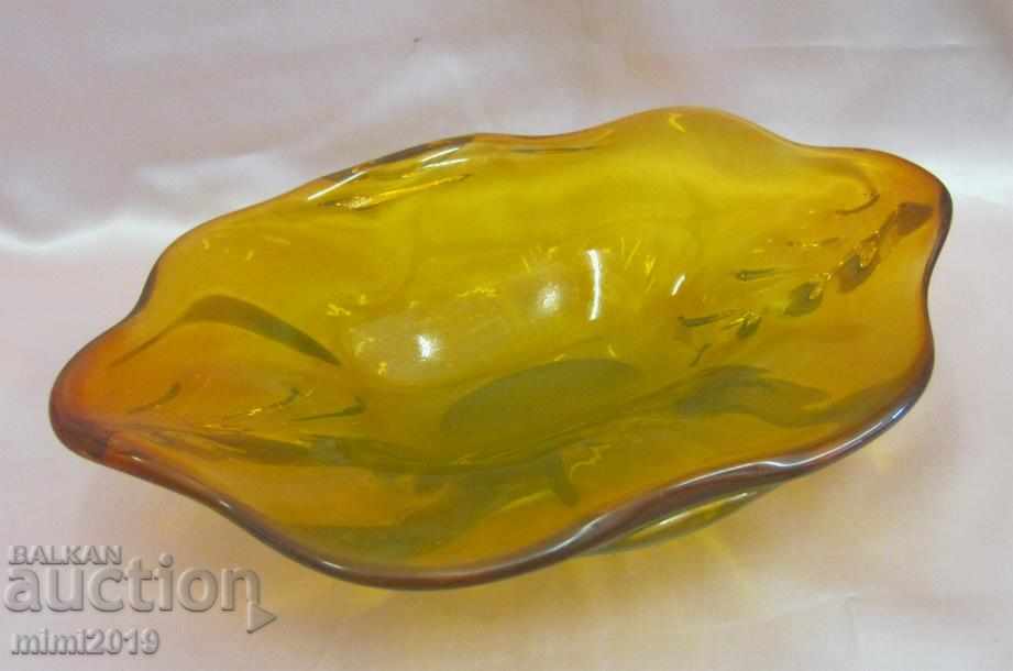 Solid Crystal Amber Glass Fruit Cup - 5