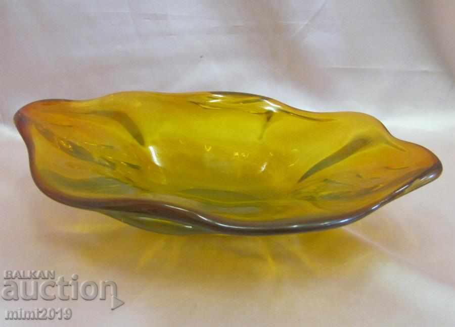 Solid Crystal Amber Glass Fruit Cup - 6