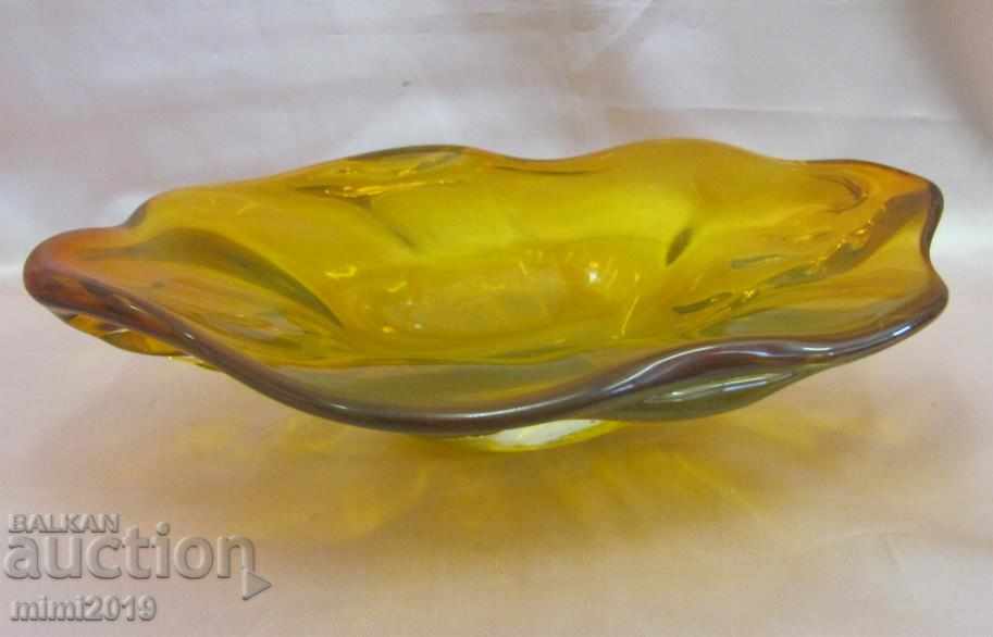 Solid Crystal Amber Glass Fruit Cup - 7