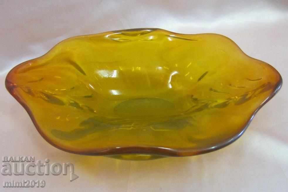 Solid Crystal Amber Glass Fruit Cup