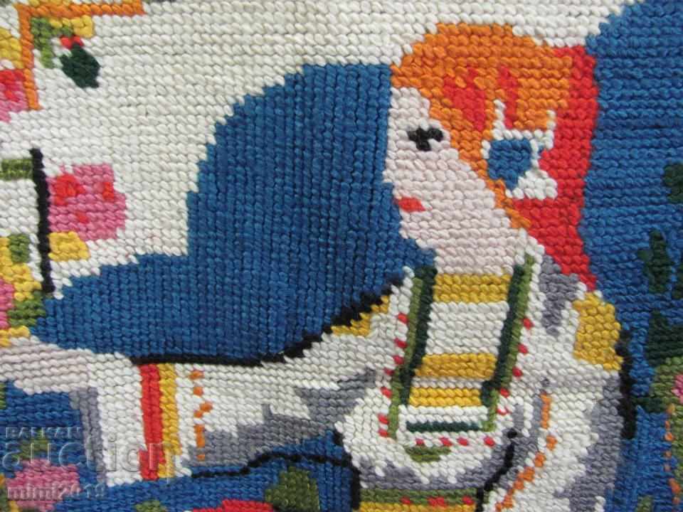 Auction  Old Hand Sewn Tapestry Woolen Thread