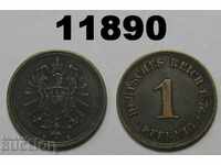 Германия 1 пфениг 1876 В aXF монета